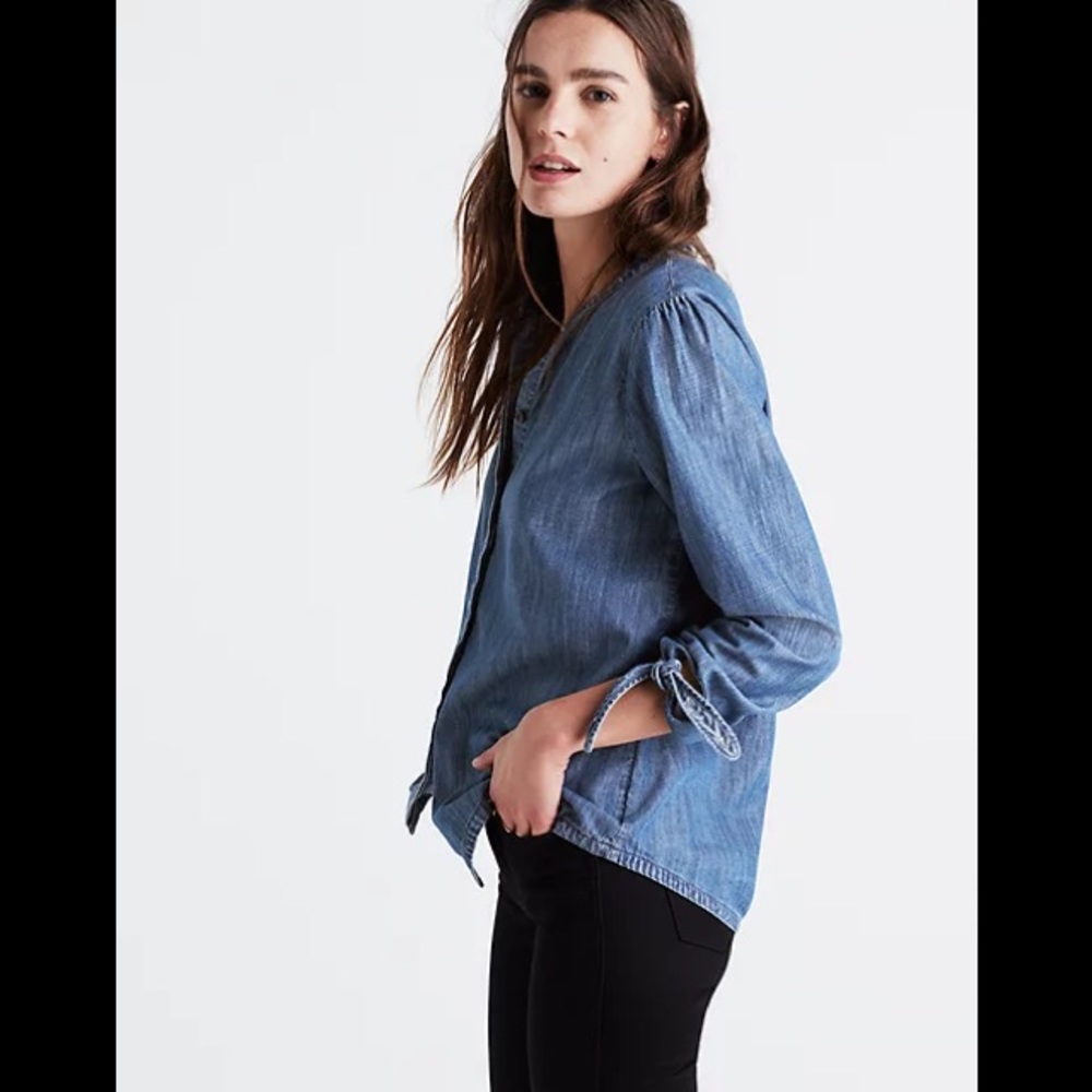 MADEWELL Denim Tie-Sleeve Shirt